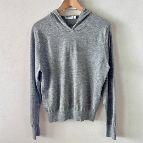 Peter Millar Tops - Peter Millar Womens Excursionist Flex Popover Hoodie L Gale Gray Wool Blend Golf